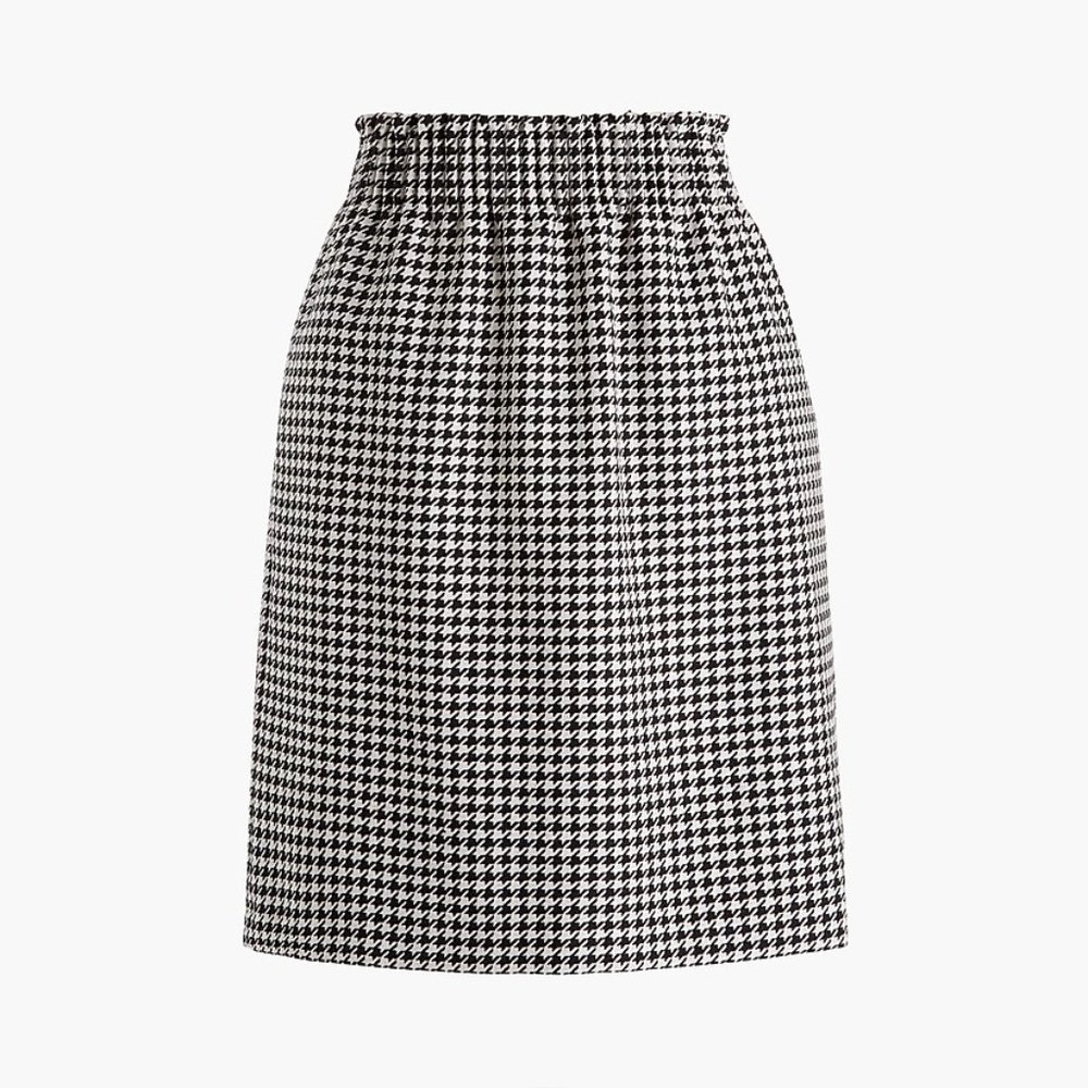 Houndstooth Wool-blend pull-on mini skirt with elastic waist